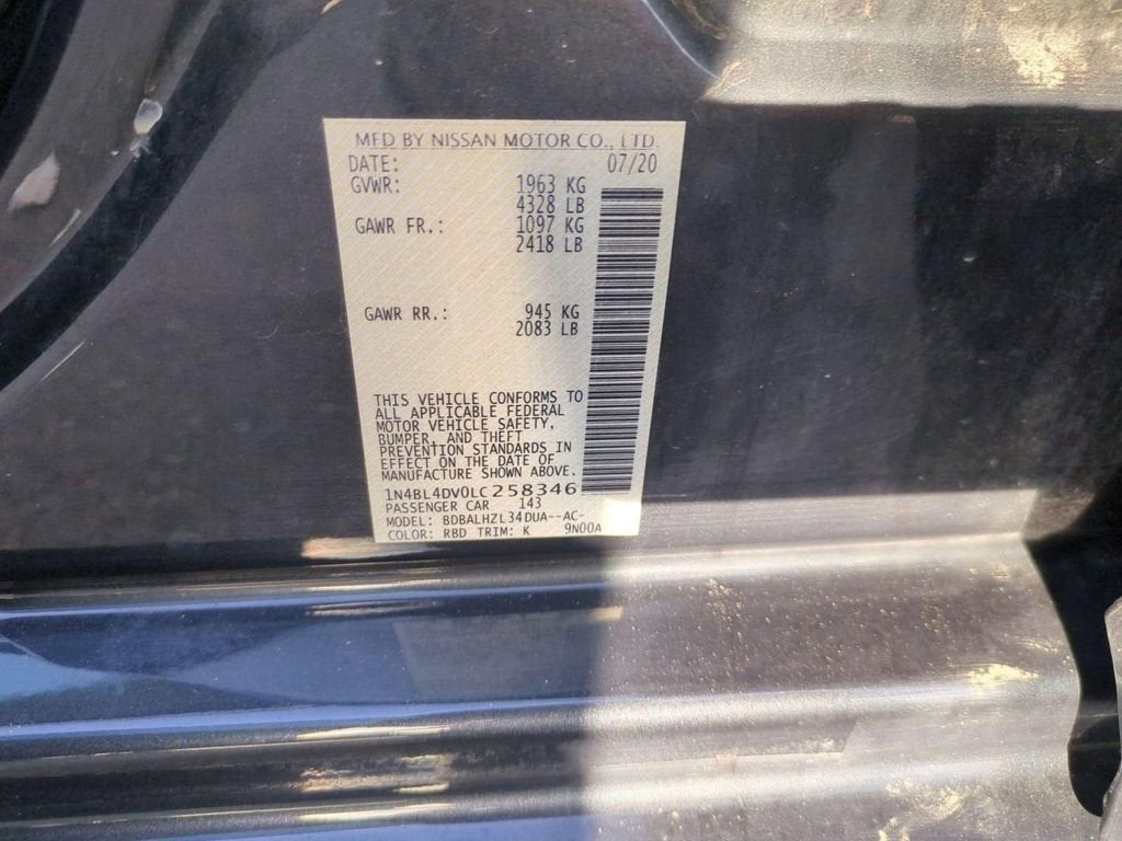 2020 Nissan Altima SV FWD